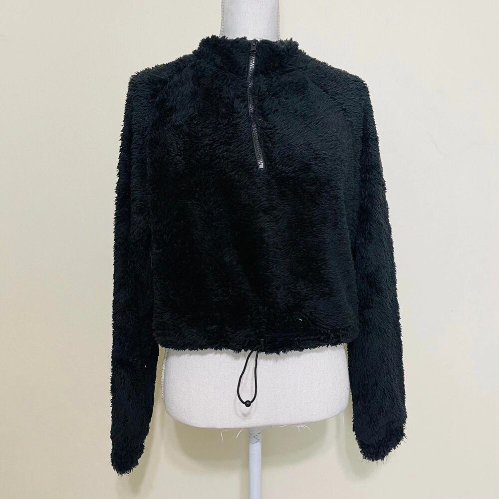 Active USA Fur‎ Faux Jacket Fleece Soft Sweater for Women Black Medium
